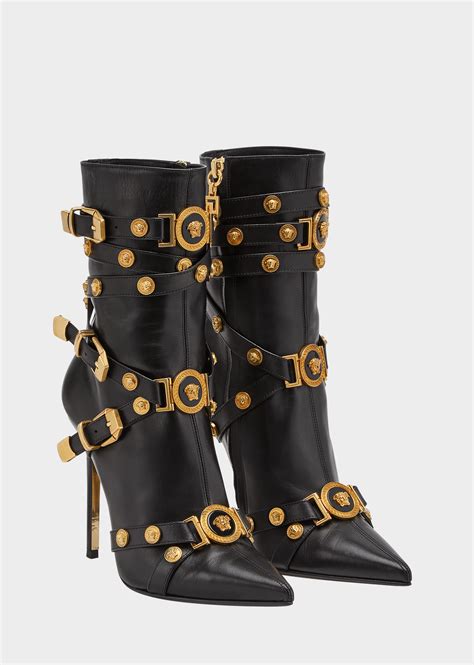 versace donnie heeled leather booties|Versace ladies boots.